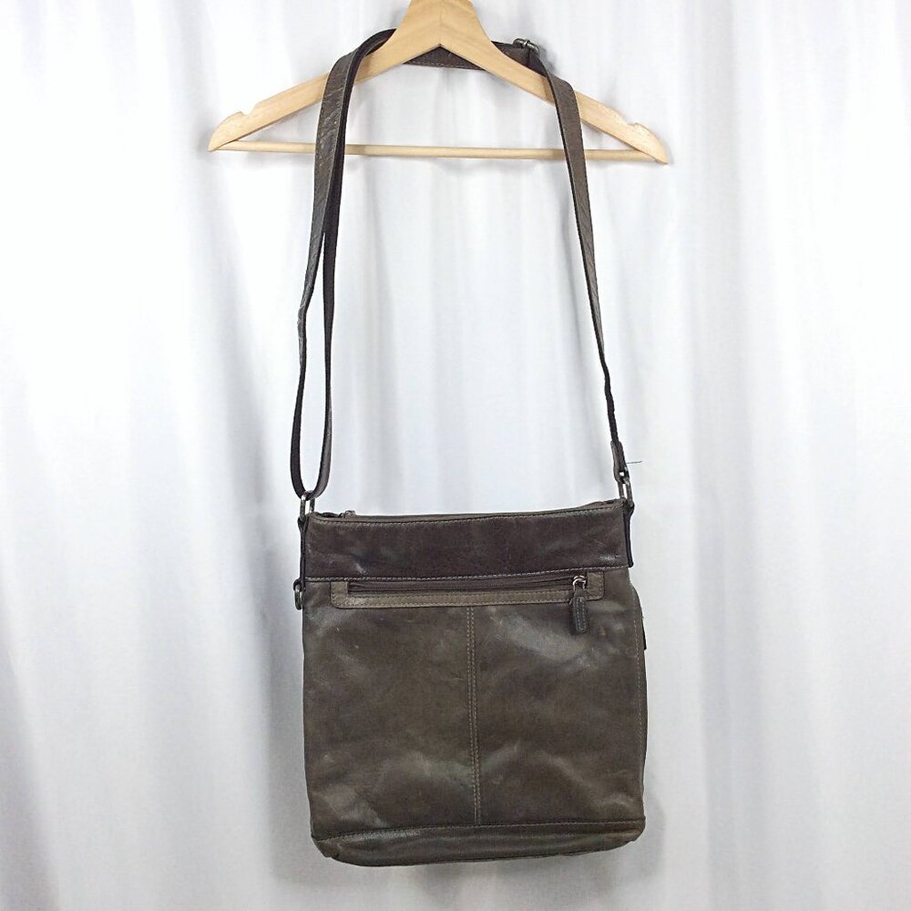 Jack Georges Voyager Olive Brown Leather Crossbody Shoulder Bag - Picture 2 of 16